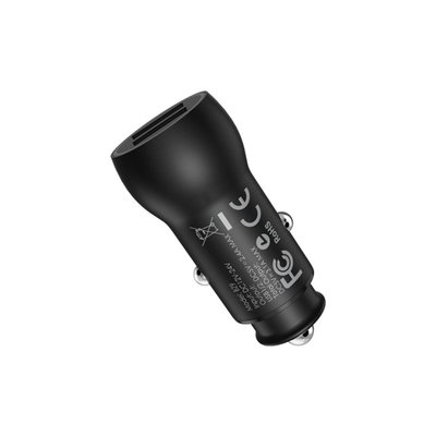 Автомобільний зарядний пристрій BOROFONE BZ9 Wise route dual port car charger Black BZ9B фото